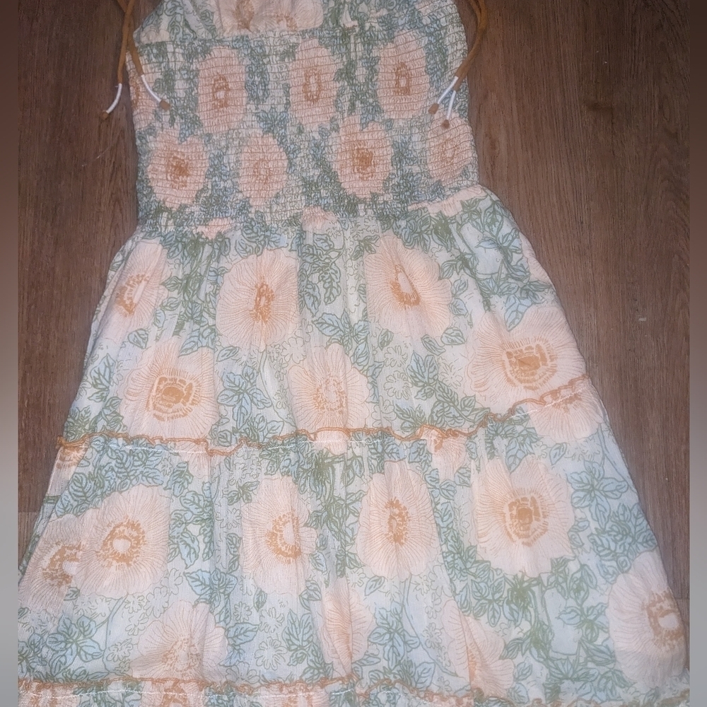Free People Adriel Tie Strap Tiered Midi Dress sz LRG in Ivory Combo💲ON SALE💲 - Picture 4 of 16